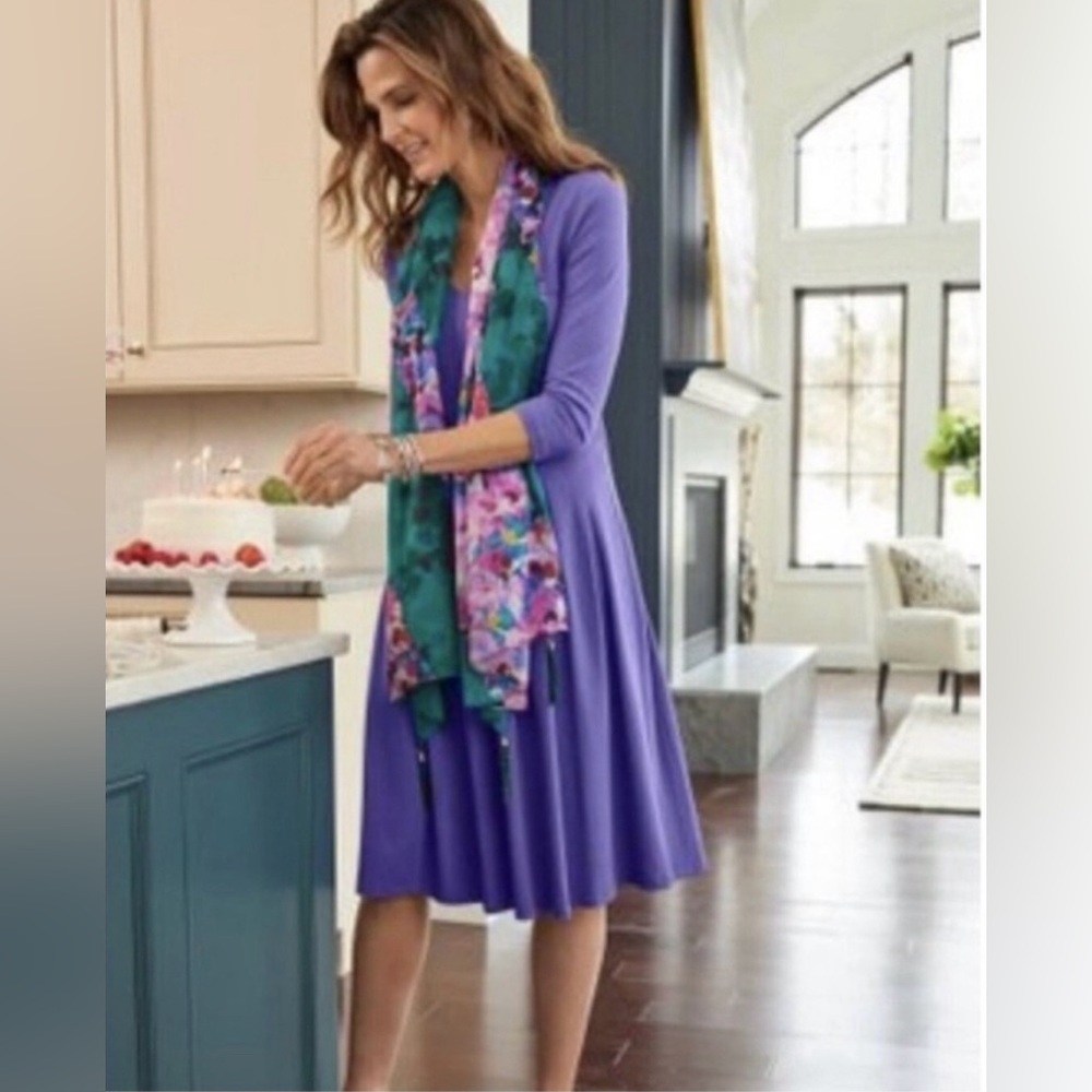 Soft Surroundings Birdsong Seamed Dress Flowy Coquette Soft Girl Colorful Preppy